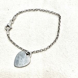 Etsy 925 Sterling Silver Blank Dainty Heart Charm Chain Bracelet